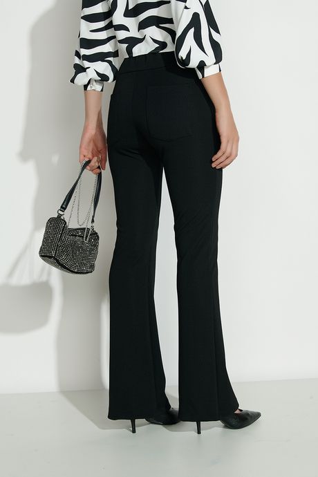 calça flare jacquard preta