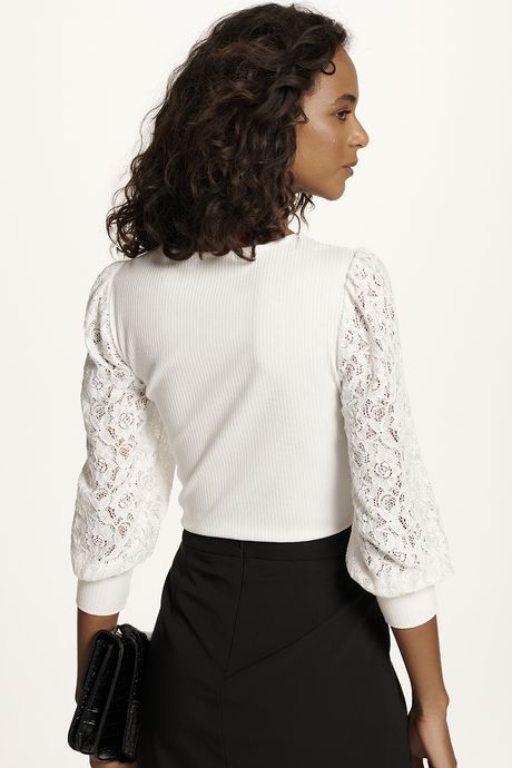 BLUSA COM MANGA RENDA-OFF WHITE - gregory-MOBILE